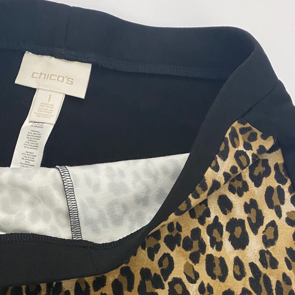 Chico's Ponté two-toned Animal Print and Black Pants Size 1 - Picture 10 of 10